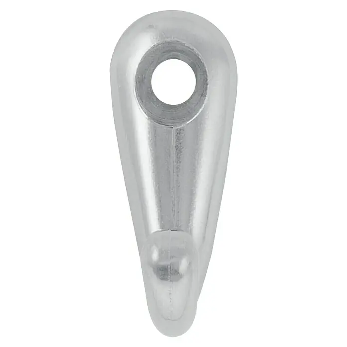 Walteco Garderobenhaken Prim - L x B x H: 30 x 12 x 21 mm, Gesamtstückzahl: 2 Stk., Verzinkt weiß - Silberner Metallhaken mit Montageloch oben zum Aufhängen.
