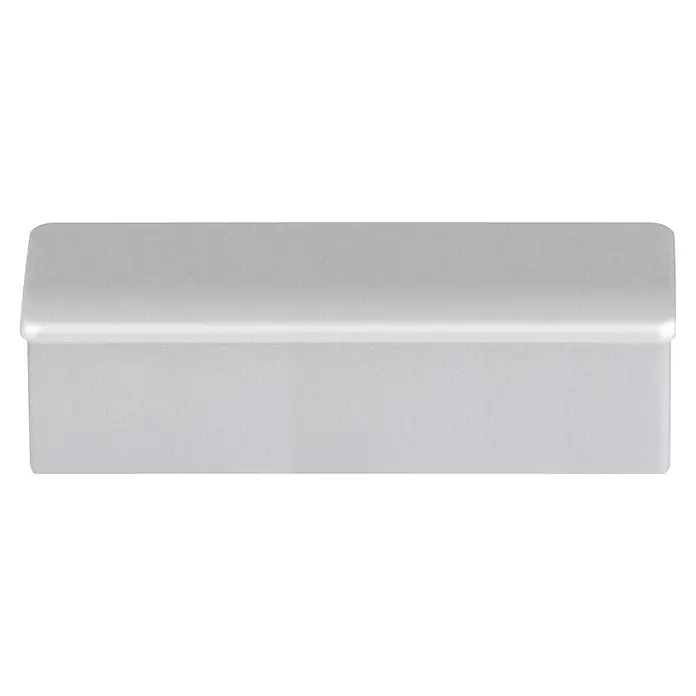 Walteco Möbelknopf Tbilisi - B x H: 48,5 x 17 mm, Kunststoff, Verchromt matt - Silberfarbener rechteckiger Metallblock mit abgerundeten Ecken und einem reflektierenden Horizontalstreifen.