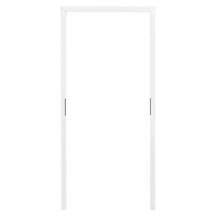 GetaDoor Blockzarge GL 222 - 610 x 1.985 mm, DIN Anschlag: Links, Arctic Weiß - Weißer Türrahmen mit Aussparungen für Beschläge.