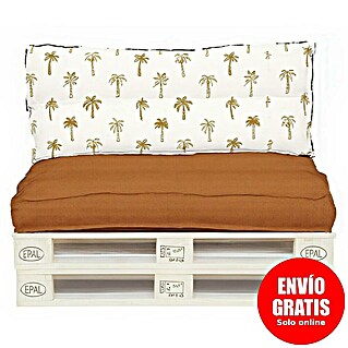 Conjunto de jardín de palets Palmeras (L x An x Al: 120 x 80 x 16 cm, Naranja, Palet: Blanco)
