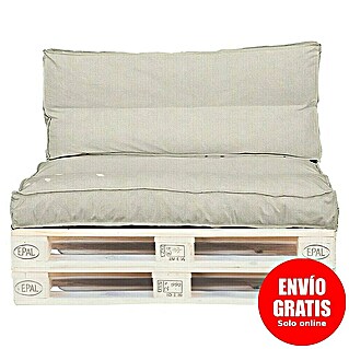 Conjunto de jardín de palets Beige (L x An x Al: 120 x 80 x 16 cm, Beige, Palet: Blanco)