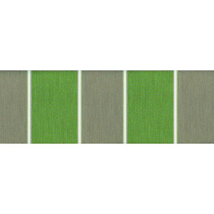 Spettmann Gelenkarmmarkise Basis 1474 - Grün/Beige, Farbe Gestell: Verkehrsweiß, Breite: 2,5 m, Ausfall: 2 m - Grün-grau gestreifter Webstoff mit dünnen weißen Trennlinien.
