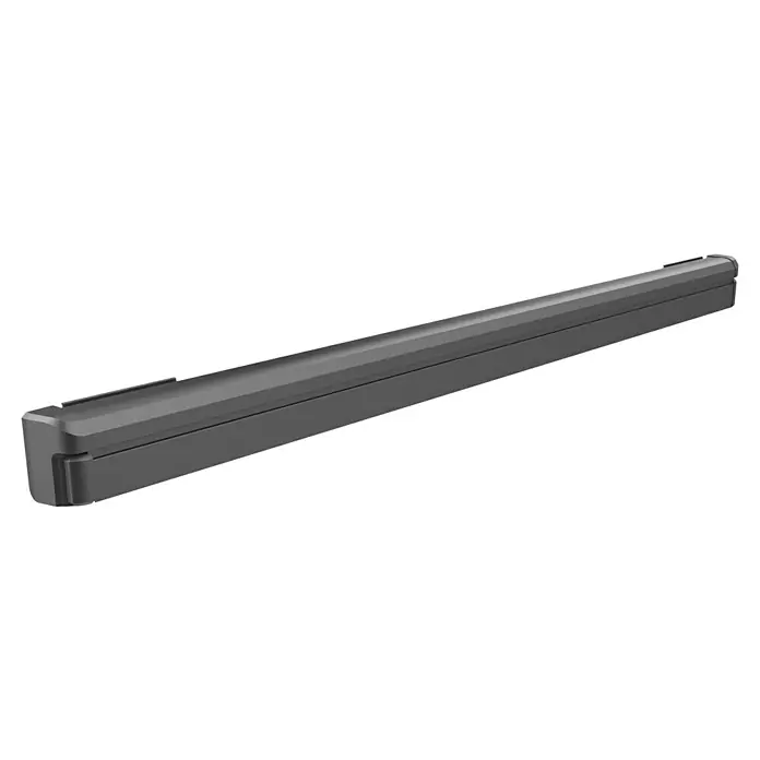 Spettmann LED-Vollkassettenmarkise Sunlite - Beige, Farbe Gestell: Eisenglimmer matt, Breite: 3,5 m, Ausfall: 2,5 m - Langes, dunkelgraues lineares Gehäuse mit abgeschrägter Oberseite und abgerundeten Endkappen.
