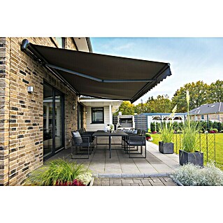 Spettmann Teilhülsenmarkise Sun LED 5842 (Grau, Farbe Gestell: Eisenglimmer matt, Breite: 3 m, Ausfall: 2 m)