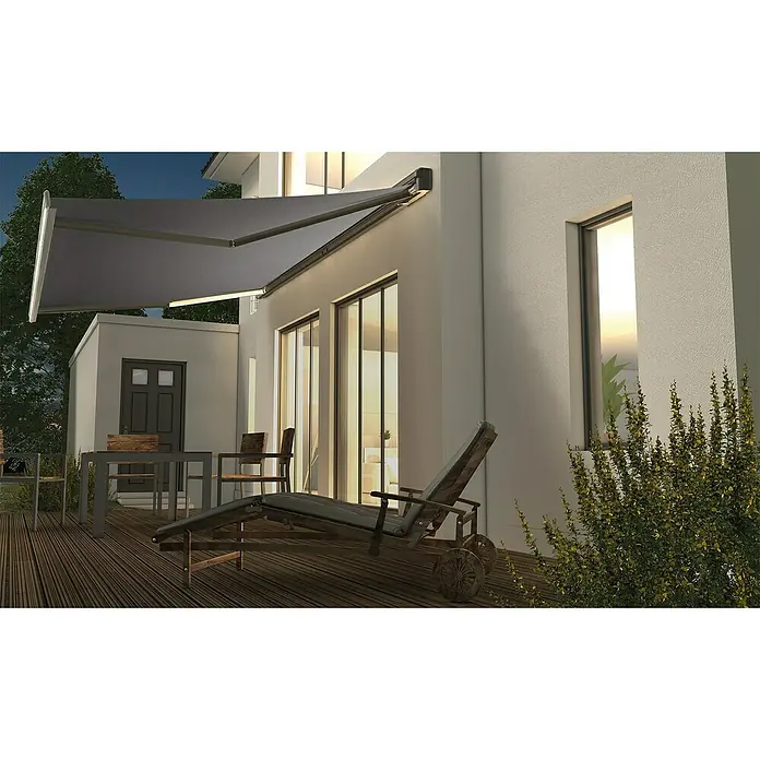 Spettmann LED-Vollkassettenmarkise Sunlite - Grau, Farbe Gestell:  Eisenglimmer matt, Breite: 3,5 m, Ausfall: 2,5 m online kaufen bei BAUHAUS