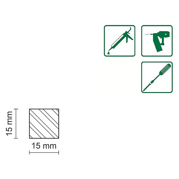 QUADRATL. BUCHE     15X15mm 0,95m