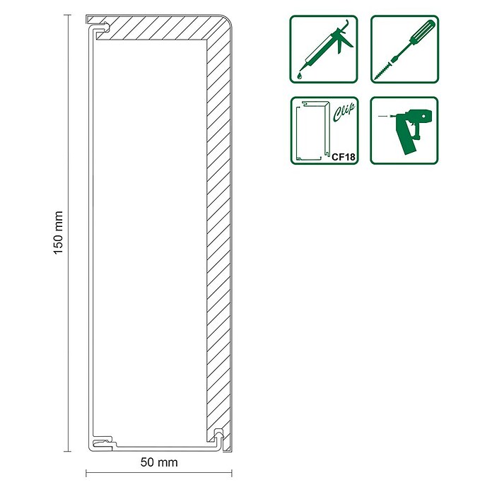Profiles and more Abdeckleiste für Heizungsrohre FRA04 (L x B x H: 2 400 x 50 x 150 mm, Weiß, MDF) | BAUHAUS