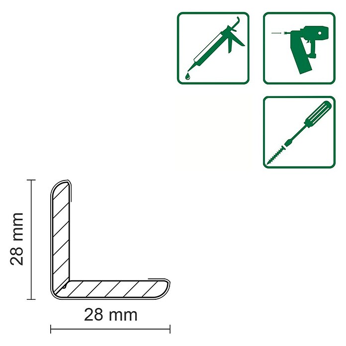 Winkelleiste FU009 (2 400 x 28 x 28 mm, MDF/Folie, Weiß) | BAUHAUS