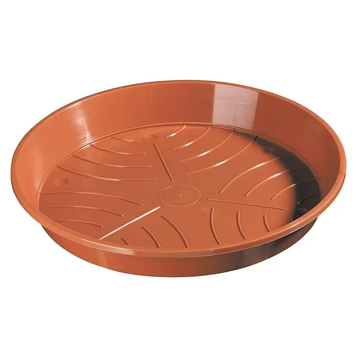 Geli Blumentopf-Untersetzer - Außenmaß (Ø x H): 23,5 x 3,5 cm, Kunststoff, Terracotta - Braune Pflanztopf-Untersetzer zum Auffangen von überschüssigem Wasser, um Oberflächen sauber und trocken zu halten.