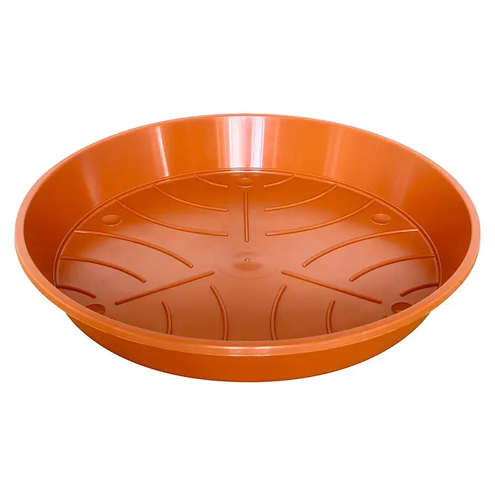 Geli Blumentopf-Untersetzer - Außenmaß (Ø x H): 20,5 x 3 cm, Kunststoff, Terracotta - Braune Pflanztopfuntersetzer aus Kunststoff. Ideal für den Innen- und Außenbereich, fängt überschüssiges Wasser auf und schützt Oberflächen.