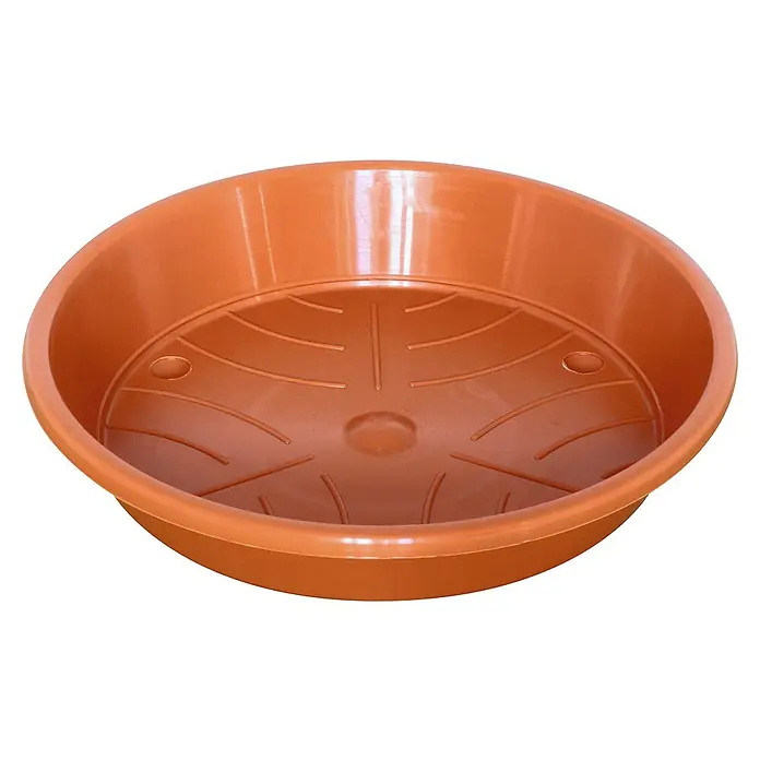 Geli Blumentopf-Untersetzer - Außenmaß (Ø x H): 10 x 1,5 cm, Kunststoff, Terracotta - Braune runde Pflanzgefäß-Unterschale aus Kunststoff, ideal für Innen- und Außenbereiche, um Pflanzen zu schützen und Wasser aufzufangen.