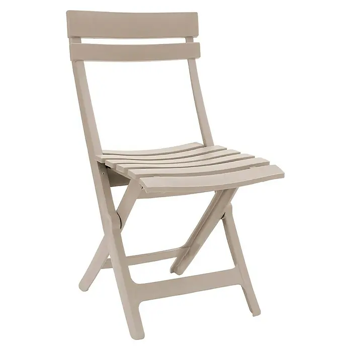 Grosfillex Klappstuhl Set Miami - 2 Stk., Polypropylen, Klappbar, Beige, B x T x H: 42 x 50 x 93 cm - Helles beiges Kunststoff-Klappstuhl mit Lamellensitz und Rückenlehne.