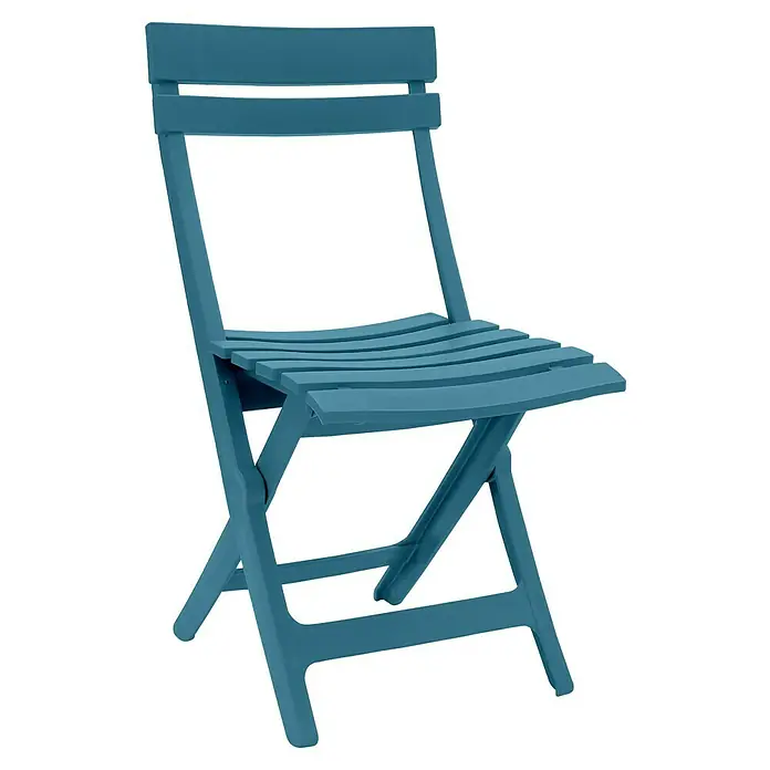 Grosfillex Klappstuhl Set Miami - 2 Stk., Polypropylen, Klappbar, Blau, B x T x H: 42 x 50 x 93 cm - Blauer Klappstuhl mit Lamellen.