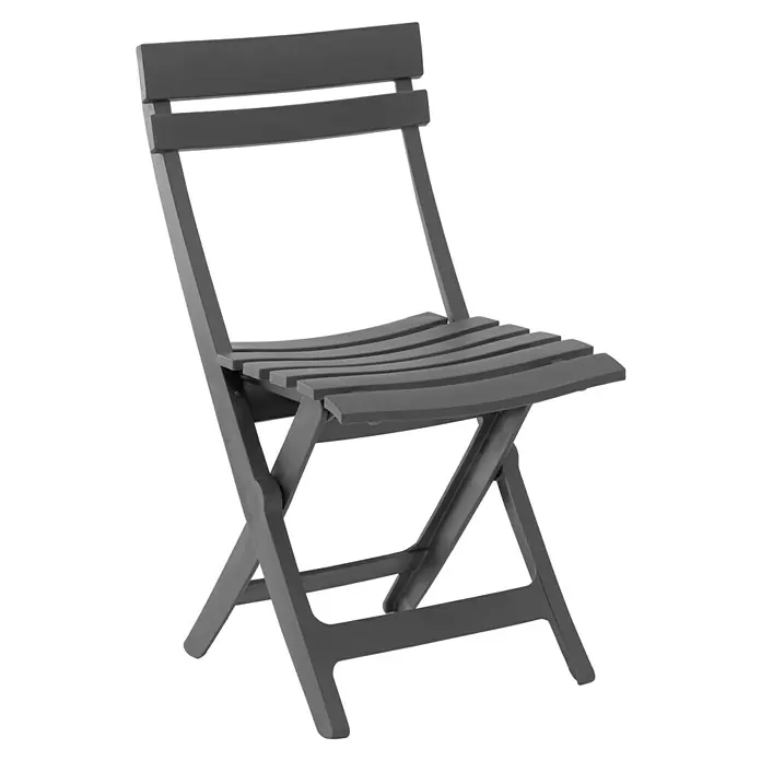 Grosfillex Klappstuhl Set Miami - 2 Stk., Polypropylen, Klappbar, Anthrazit, B x T x H: 42 x 50 x 93 cm - Dunkelgrauer Klappstuhl mit Lattenrostsitzfläche und Rückenlehne.