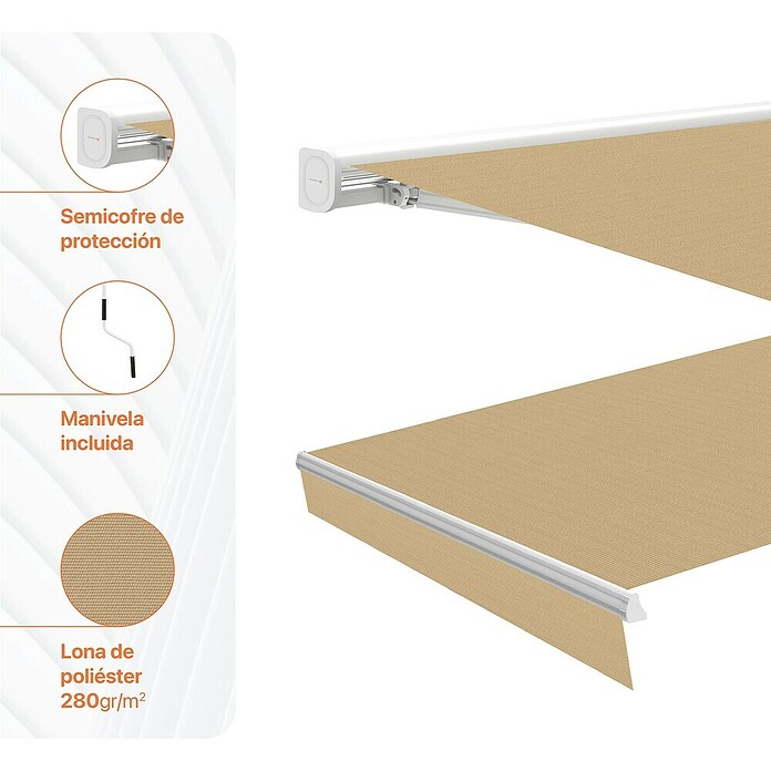 SmartSun Toldo Vivant (Beige arena, Ancho: 4 m, Caída: 3 m)