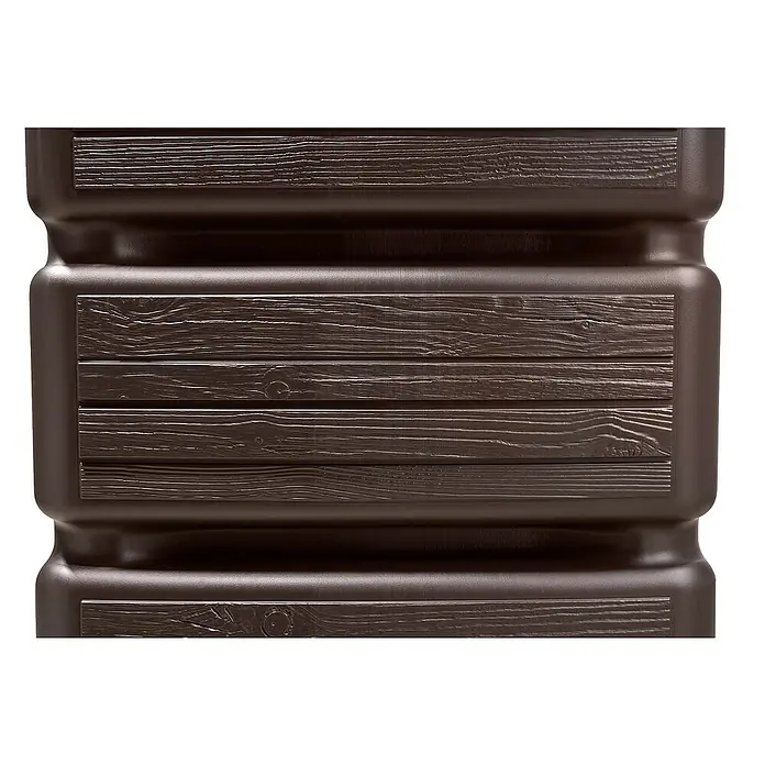4rain Regenspeicher Slim Wood - 350 l, Dunkelbraun, 1 Stk. - Detailansicht eines braunen Pflanzkübels mit Holzstruktur.
