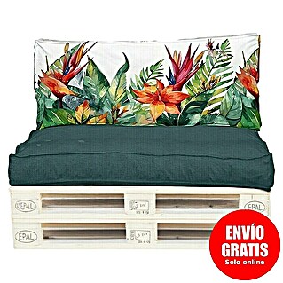 Conjunto de jardín de palets Tropical (L x An x Al: 120 x 80 x 16 cm, Multicolor, Palet: Blanco)