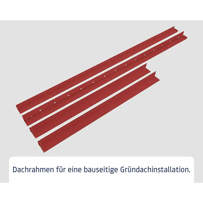 EcoStar Dachrahmen - Passend für: EcoStar Gerätehaus Euroline Trend, Rot - Mehrere rote Dachrahmen für bauseitige Gründachinstallation.