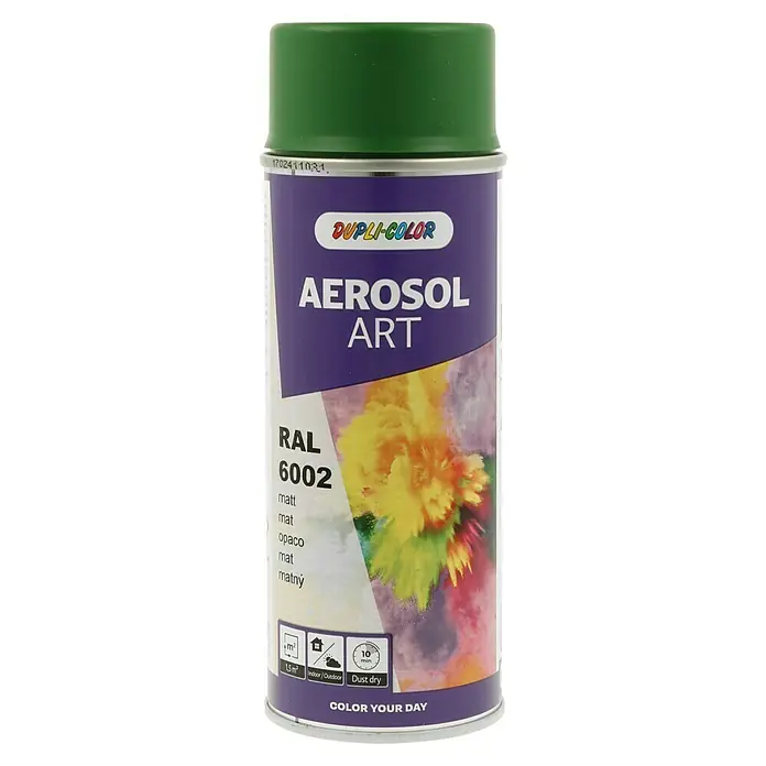 Dupli-Color Aerosol Art Sprühlack RAL 6002 - Laubgrün, Matt, 400 ml - Dose Dupli-Color Aerosol Art Sprühfarbe, Farbton RAL 6002 Blattgrün, matt, für Innen- und Außenanwendungen, schnell trocknend.