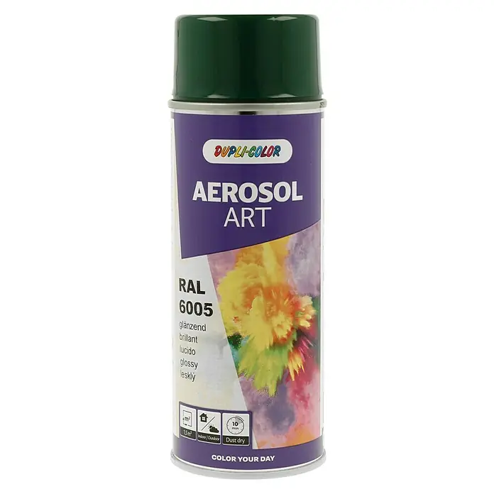 Dupli-Color Aerosol Art Sprühlack RAL 6005 - Moosgrün, Glänzend, 400 ml - Dose Dupli-Color Aerosol Art Sprühlack in RAL 6005, glänzend, für Kunst und Hobby, ideal für Innen- und Außenbereiche.
