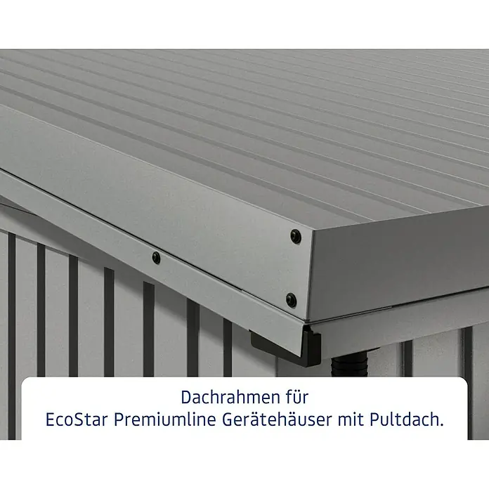 EcoStar Dachrahmen - Passend für: EcoStar Gerätehaus Euroline Trend, Grau - Grauer Metall-Dachrahmen für ein Gerätehaus mit Pultdach.