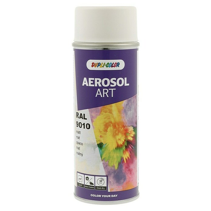 Dupli-Color Aerosol Art Sprayverf RAL 9010 (Mat, 400 ml, Zuiver wit)