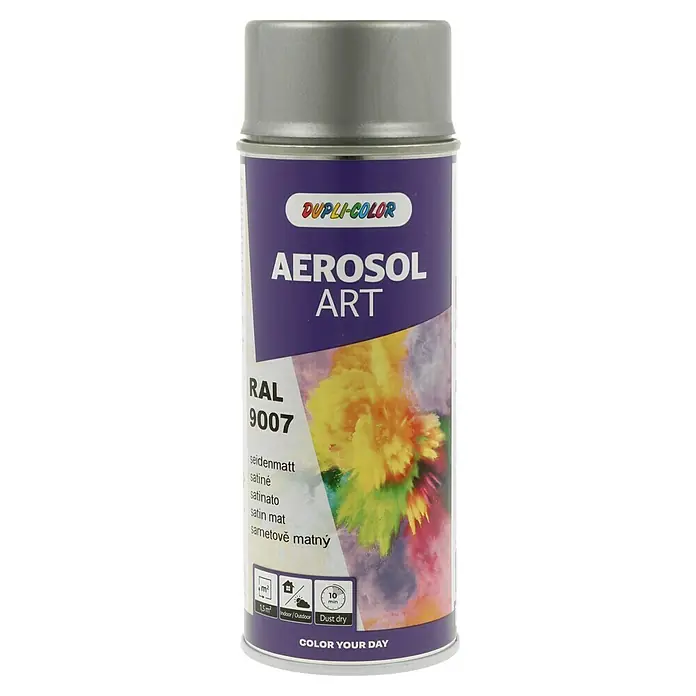 Dupli-Color Aerosol Art Sprühlack RAL 9007 - Aluminiumgrau, Seidenmatt, 400 ml - Dose Dupli-Color Aerosol Art Lack RAL 9007 Seidenmatt für Kunstprojekte, Innen- und Außenbereich, schnell trocknend.