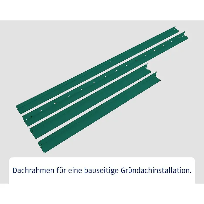 EcoStar Dachrahmen - Passend für: EcoStar Gerätehaus Euroline Trend, Grün - Dunkelgrüne Dachrahmen aus Metall mit Bohrlöchern für die Gründachinstallation.