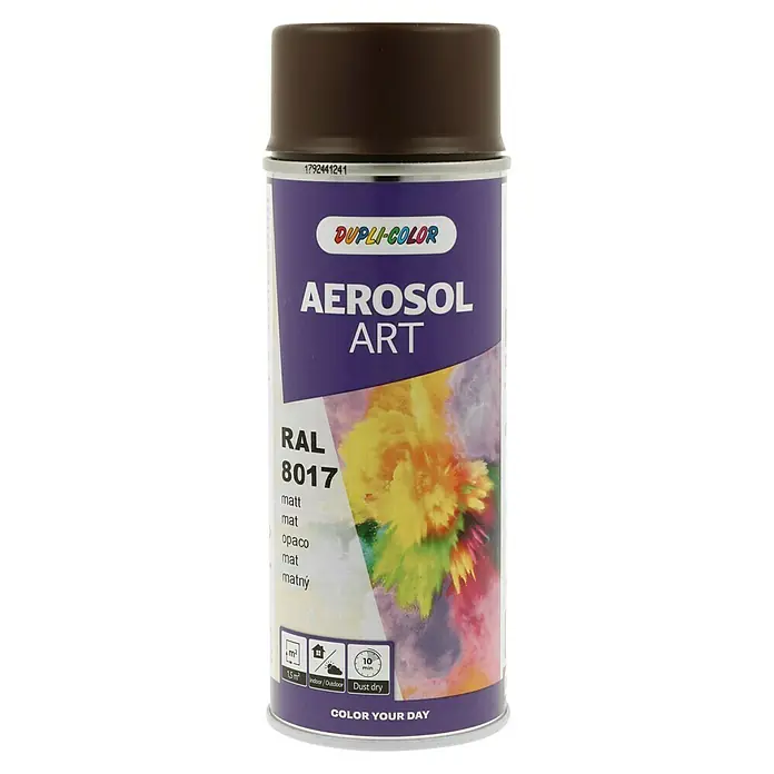 Dupli-Color Aerosol Art Sprühlack RAL 8017 - Schokoladenbraun, Matt, 400 ml - Eine Sprühdose Dupli-Color Aerosol Art RAL 8017 in mattem Braun. Ideal für Kunstprojekte und DIY-Ideen im Innen- und Außenbereich.