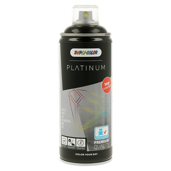 Dupli-Color Platinum Kleurlak, spray platinum RAL 9005 (Zwart, 400 ml, Glanzend)