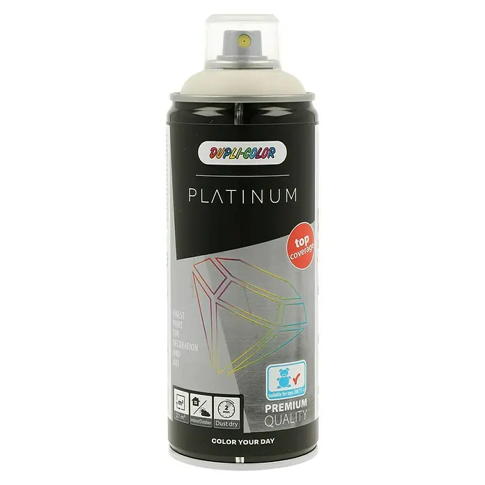 Dupli-Color Platinum Sprühlack RAL 9001 - Cremeweiß, Seidenmatt, 400 ml - Sprühdose Dupli-Color Platinum mit hochwertiger Farbe für Dekoration und Kunst, ideal für Innen- und Außenbereiche und schnell trocknend.