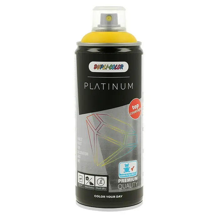 Dupli-Color Platinum Sprühlack - Verkehrsgelb, Seidenmatt, 400 ml - Dose Dupli-Color Platinum Sprühfarbe. Ideal für Dekoration und Kunst, trocknet schnell und bietet Top-Deckkraft. Für Innen- und Außenbereiche geeignet.