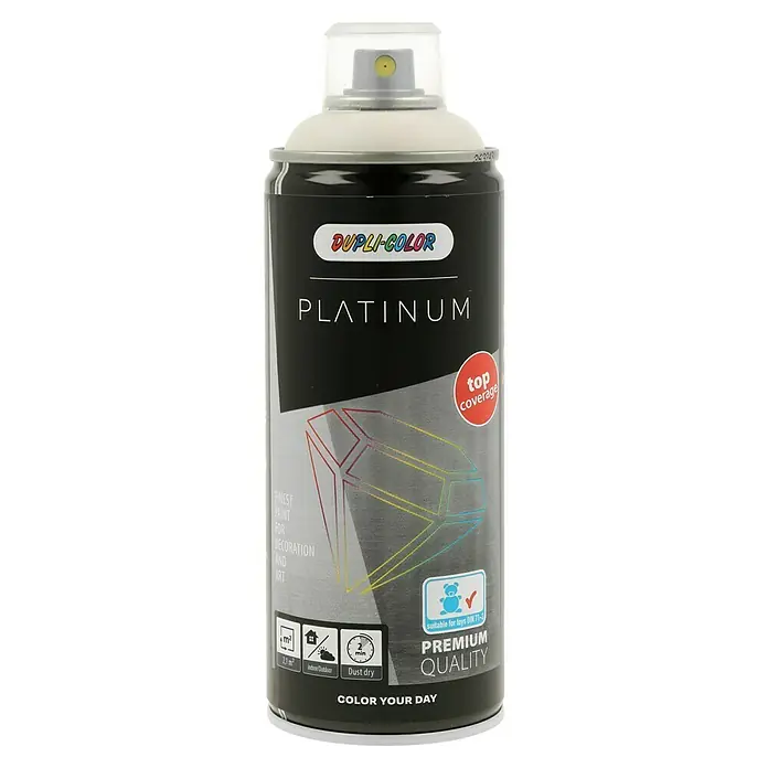 Dupli-Color Platinum Sprühlack RAL 9010 - Reinweiß, Seidenmatt, 400 ml - Dose Dupli-Color Platinum Sprühfarbe für Dekoration und Kunst, mit hoher Deckkraft, schnell trocknend und für Spielzeug geeignet.