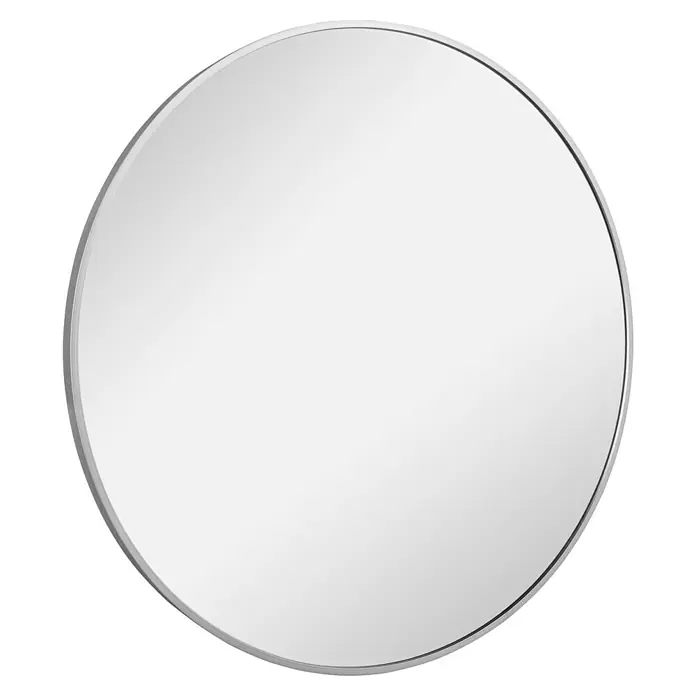 Rahmenspiegel Mira - Durchmesser: 110 cm, Silber, Metall - Ovaler Spiegel mit dünnem Silberrahmen.