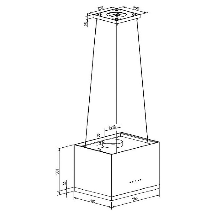 Respekta Inselhaube Centa (Breite: 50 cm, Max. Gebläseleistung Abluftbetrieb: 531,8 m³/h, Schwarz) | BAUHAUS
