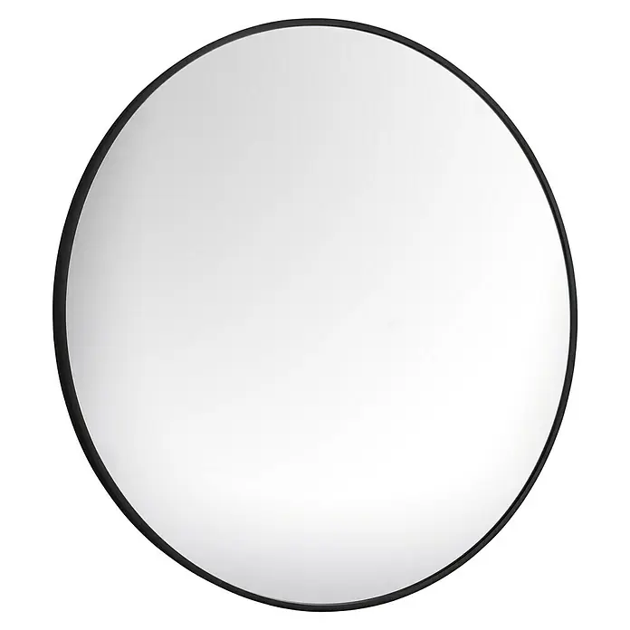 Rahmenspiegel Mira - Durchmesser: 110 cm, Schwarz, Metall - Runder Spiegel mit schwarzem Rahmen.