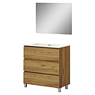 Artysan Conjunto de mueble de baño Inter (80 cm, Roble, Efecto madera, 3 pzs.)