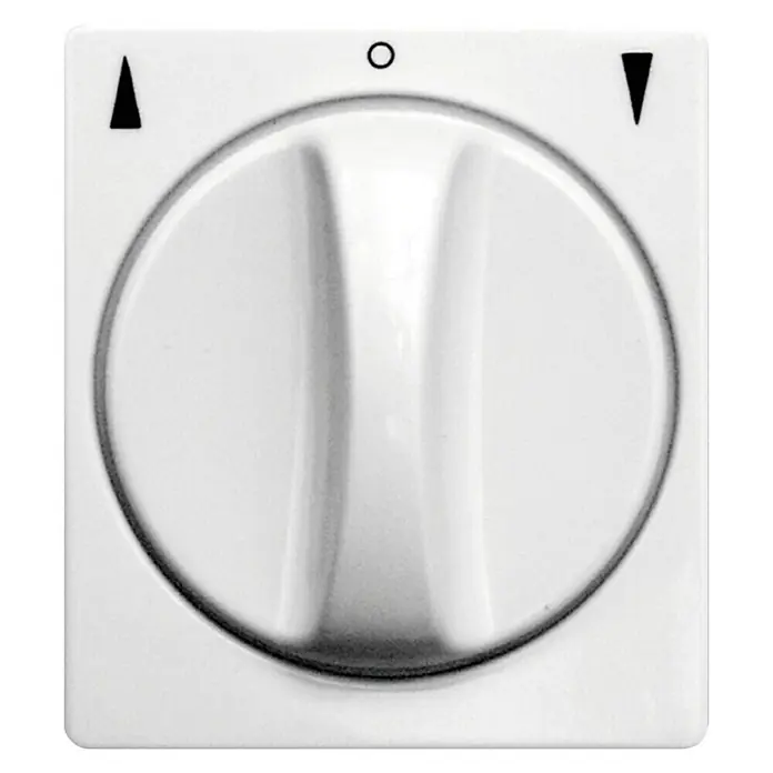 Schellenberg Interruptor para persianas 23004 - Blanco, Para exterior - Primer plano de un botón de control blanco con marcas, utilizado para ajustar la configuración en electrodomésticos.