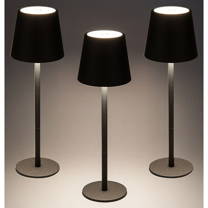 Starlux Paola Akku-Tischleuchte Paola Mini (3 Stk., 1,6 W, L x B x H: 8,6 x 8,6 x 27 cm, Warmweiß, Schwarz) | BAUHAUS