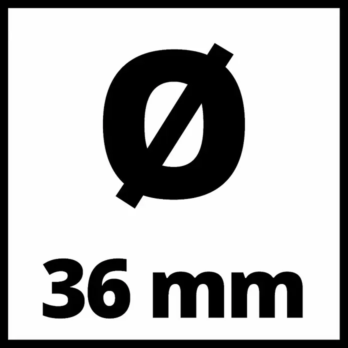 Einhell Saugschlauch - Länge: 3 m, Durchmesser: 36 mm - Symbol für 36 mm Durchmesser, dargestellt in Schwarz auf weißem Grund für Produktinformationen.