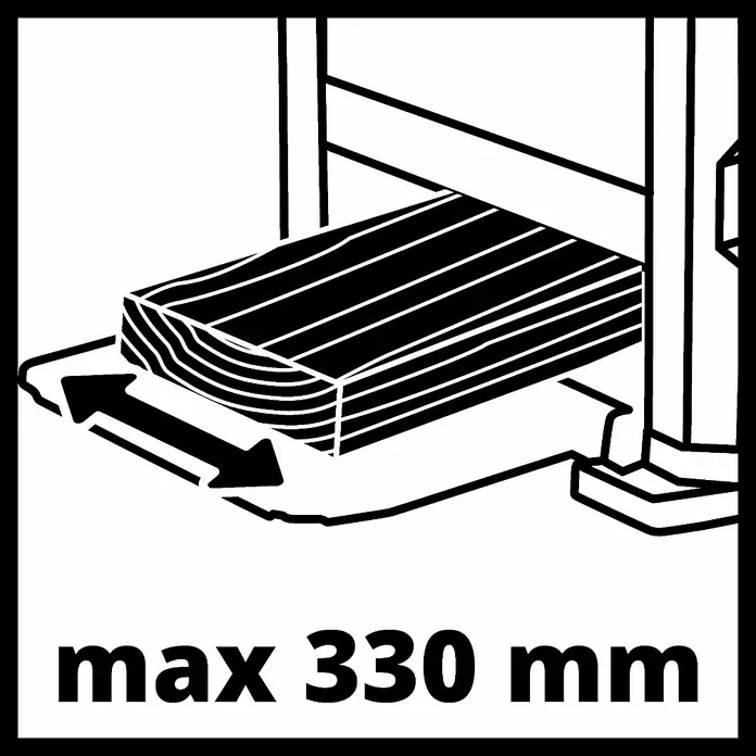 Einhell Expert Hobelmaschine TE-SP 330 - 1.800 W, Hobelbreite: 330 mm - Illustration eines Hobels mit der Angabe der maximalen Werkstückbreite von 330 mm.