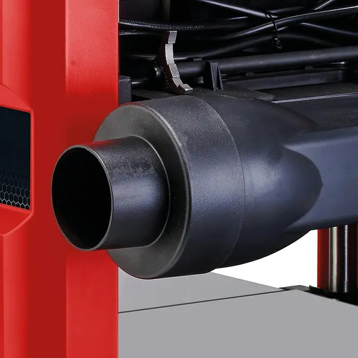 Einhell Expert Hobelmaschine TE-SP 330 - 1.800 W, Hobelbreite: 330 mm - Detailaufnahme einer Hobelmaschine mit Staubabsaugung, ideal für präzise Holzarbeiten.