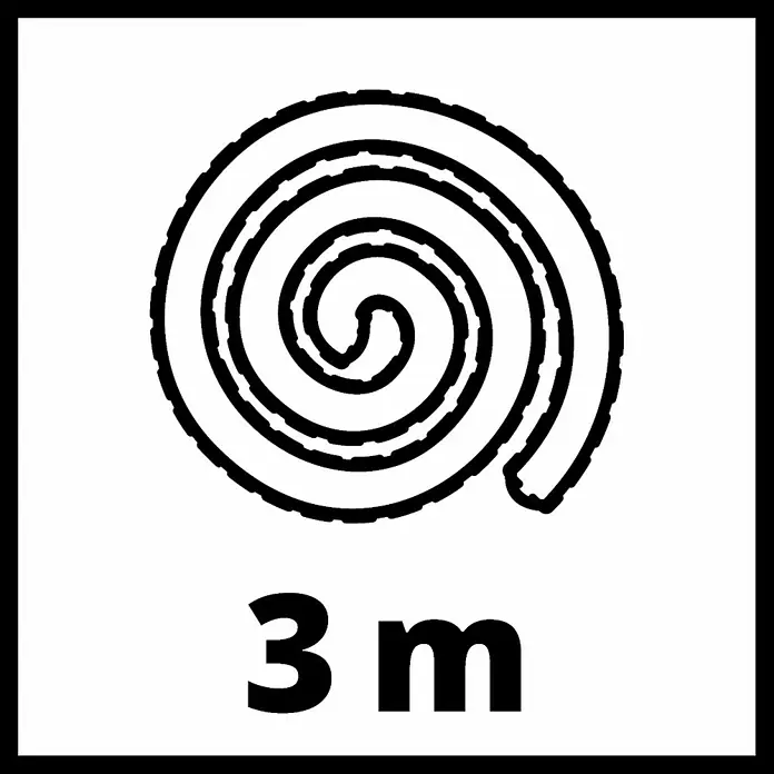Einhell Saugschlauch - Länge: 3 m, Durchmesser: 36 mm - Darstellung eines 3m langen Spiralschlauchs, typischerweise für Gartenbewässerung oder ähnliche Anwendungen.