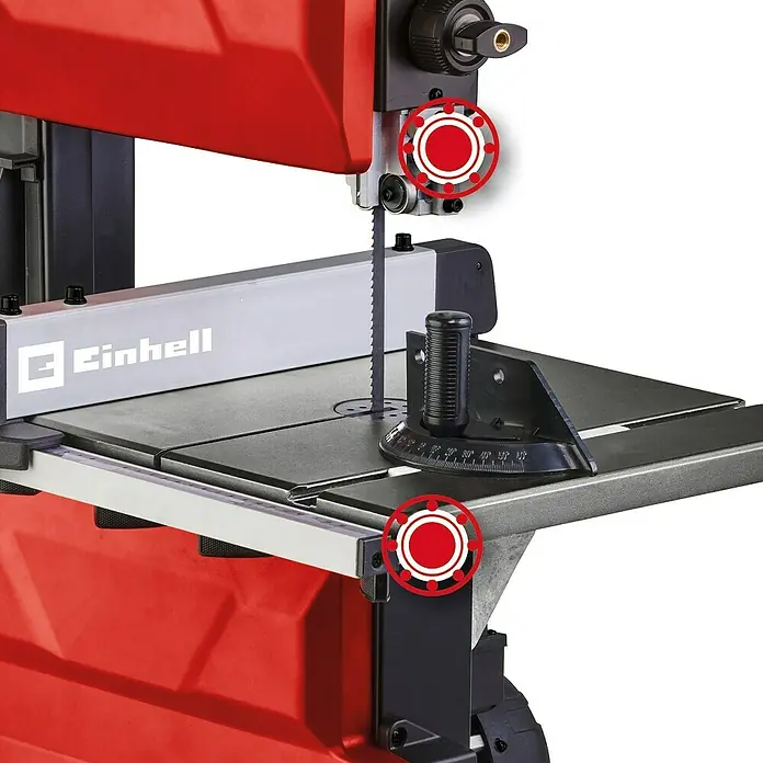 Einhell Expert Bandsäge TC-SB 245 L - 400 W, Leerlaufdrehzahl: 1.450 U/min, Sägebandlänge: 1.712 mm - Nahaufnahme einer Einhell Bandsäge, ideal für präzise Holzarbeiten. Die Säge bietet Vielseitigkeit und Genauigkeit für verschiedene Projekte.