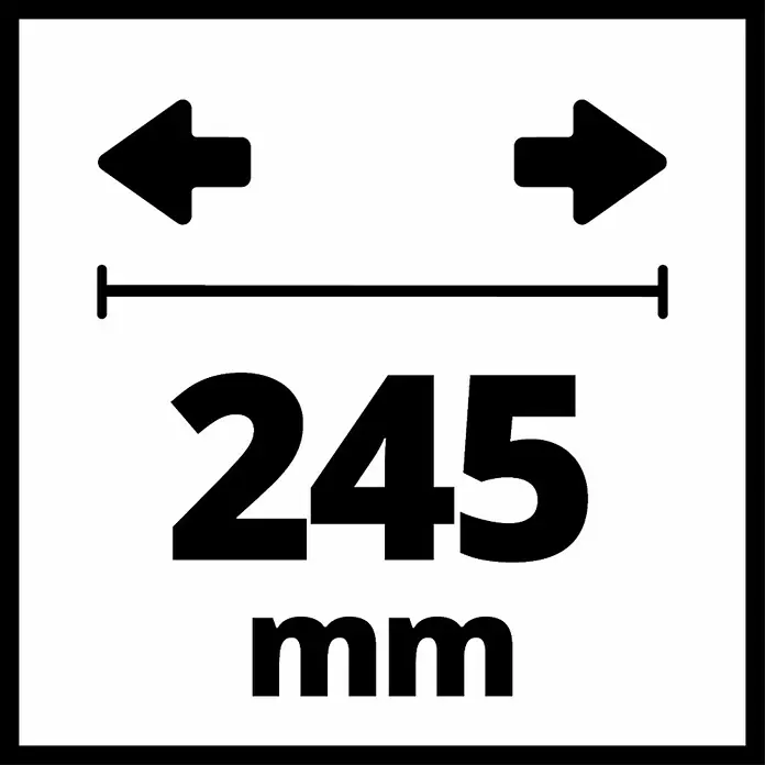 Einhell Expert Bandsäge TC-SB 245 L - 400 W, Leerlaufdrehzahl: 1.450 U/min, Sägebandlänge: 1.712 mm - Bild mit einer Angabe von 245 mm, die die Länge oder Breite eines Produkts oder Bauteils mit Pfeilen darstellt.