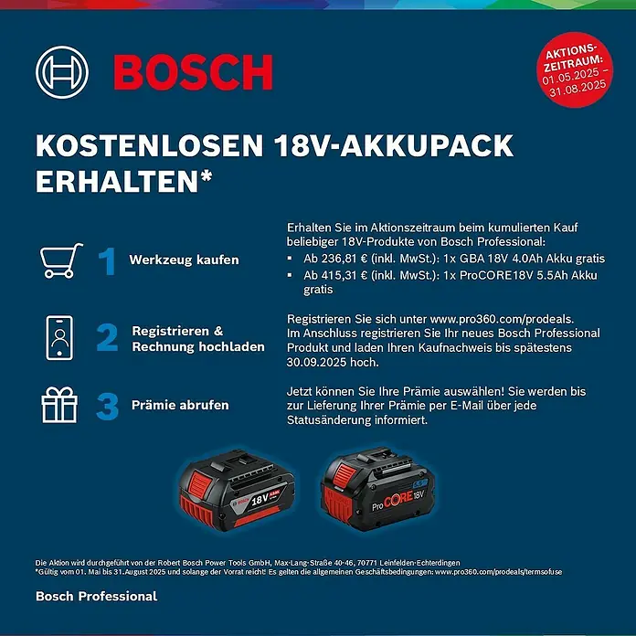 Bosch Professional AMPShare 18V Akku-Kartuschenpresse GCG 18V-60018 V, Ohne Akku, Geeignet für: Kartuschen/Folienbeutel bis 600 ml Campaign