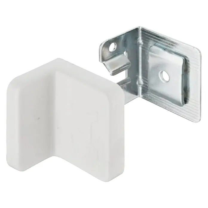 Stabilit Herraje de unión para armarios - Blanco - Protector de esquina blanco con soporte metálico, ideal para proteger esquinas y bordes. Duradero y fácil de instalar.