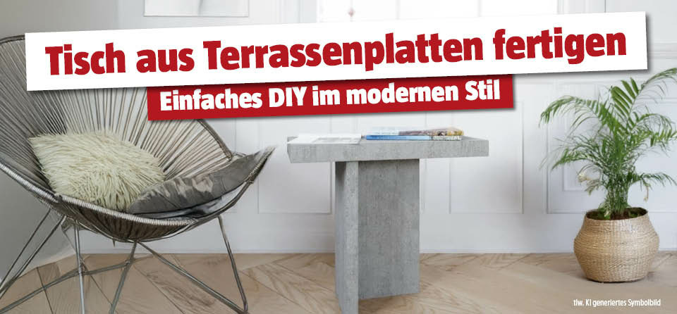 DIY Tisch aus Terrassenplatten