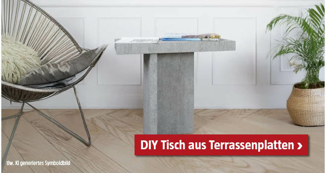Grauer Tisch aus Terrassenplatten