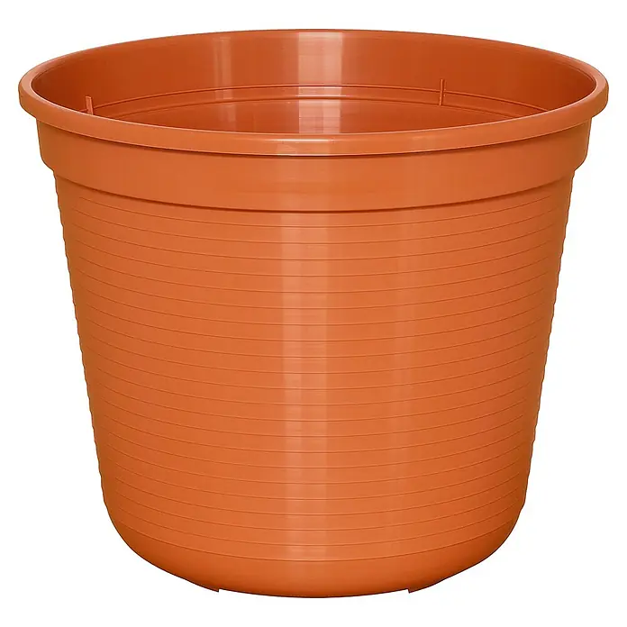 Geli Pflanztopf - Außenmaß (Ø x H): 32 x 26,5 cm, Kunststoff, Terracotta - Brauner, gerillter Pflanztopf aus Kunststoff für den Innen- und Außenbereich. Perfekt für Pflanzen aller Art.